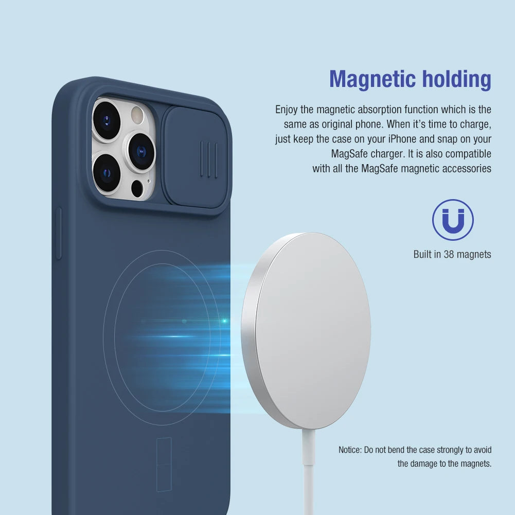 📱 Funda iPhone 15 / 13 Pro | CamShield Silky Silicone con Cámara Deslizante | Nillkin