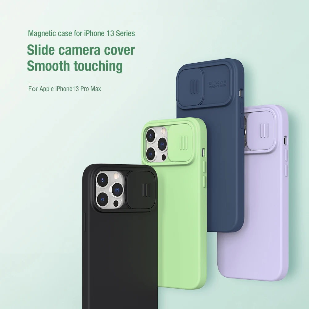📱 Funda iPhone 15 / 13 Pro | CamShield Silky Silicone con Cámara Deslizante | Nillkin