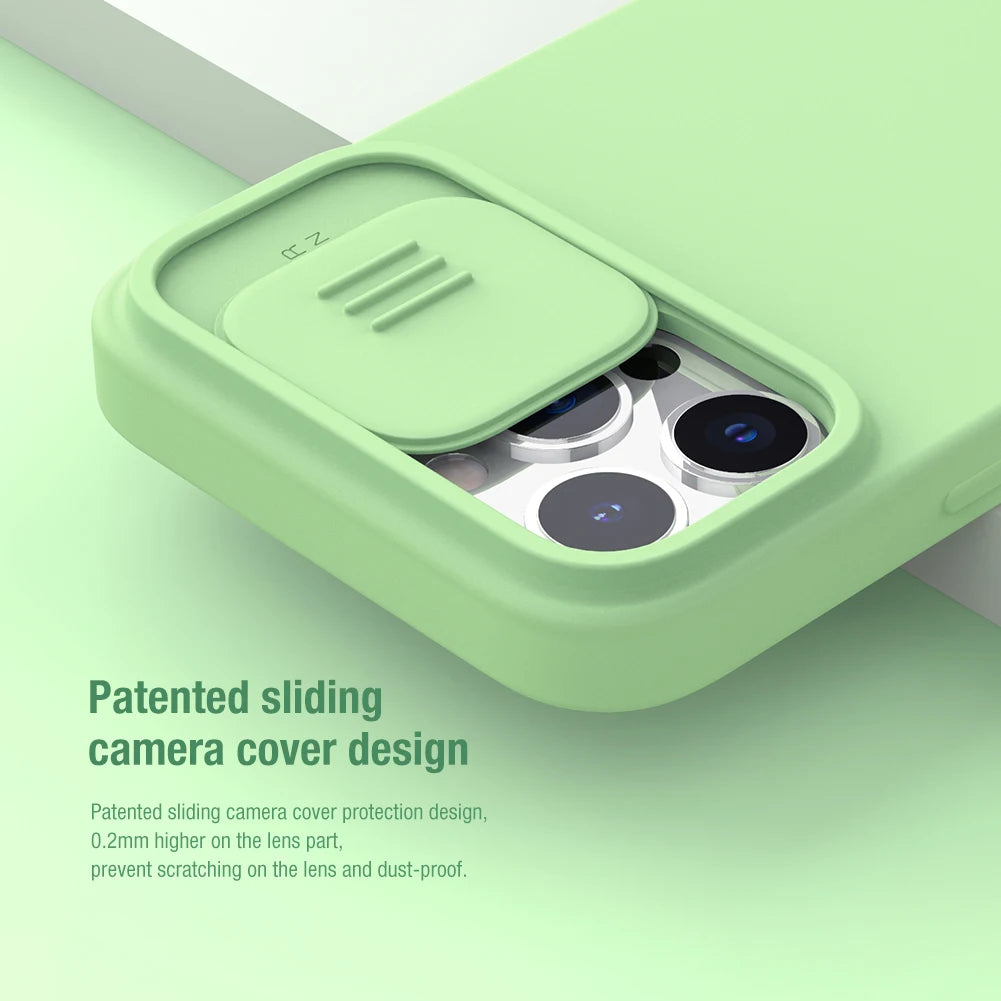 📱 Funda iPhone 15 / 13 Pro | CamShield Silky Silicone con Cámara Deslizante | Nillkin