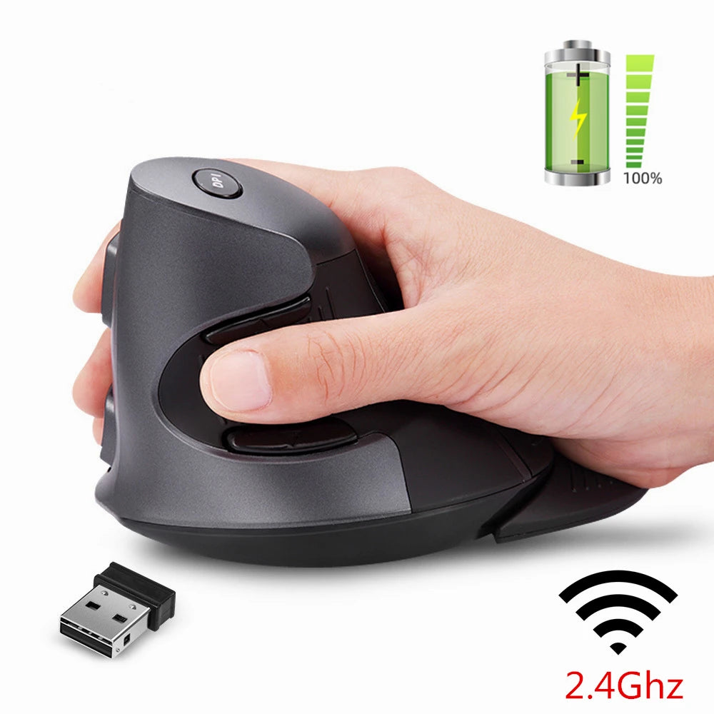 🖱️ Mouse Vertical Recargable Delux M618G – Inalámbrico 4000 DPI