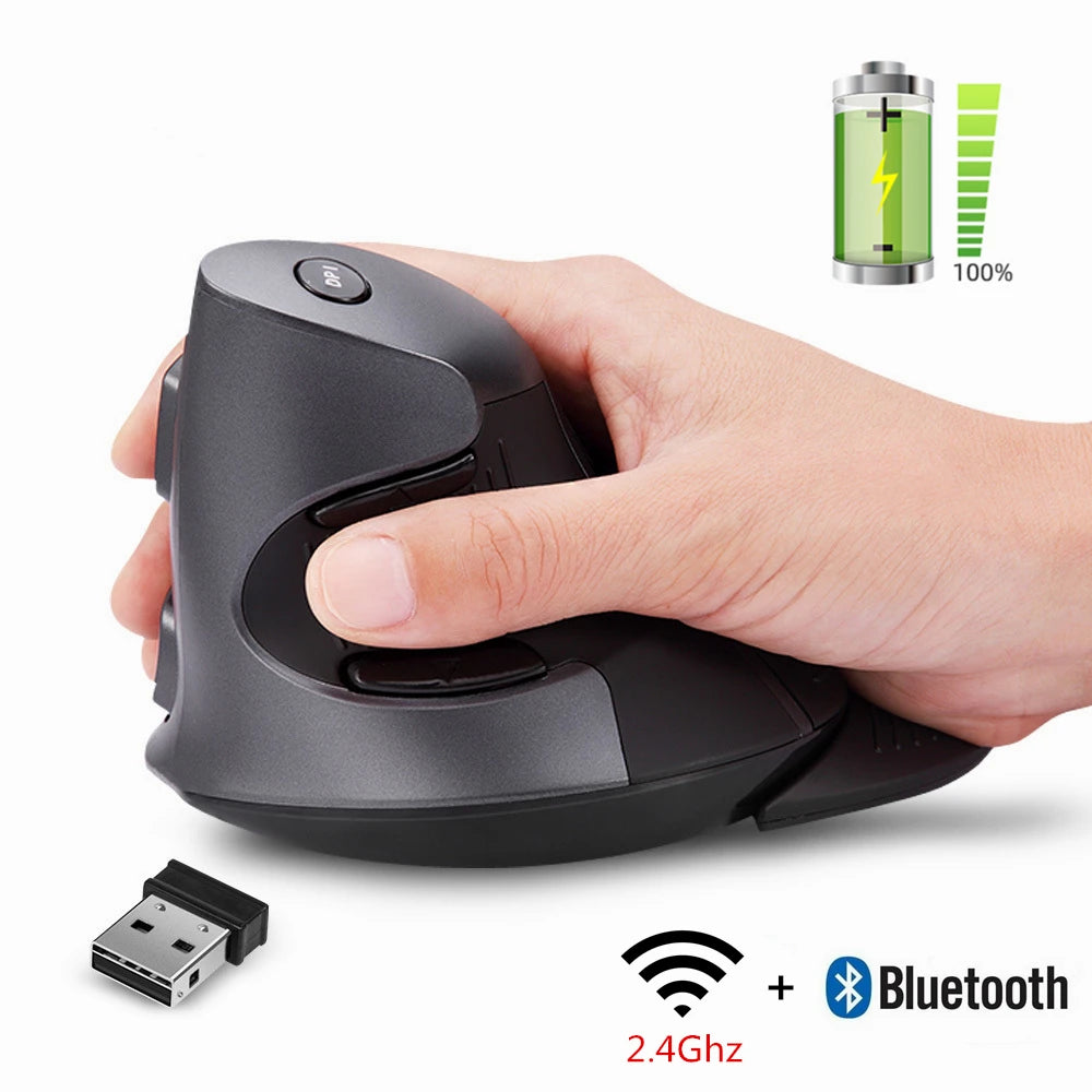 🖱️ Mouse Vertical Recargable Delux M618G – Inalámbrico 4000 DPI
