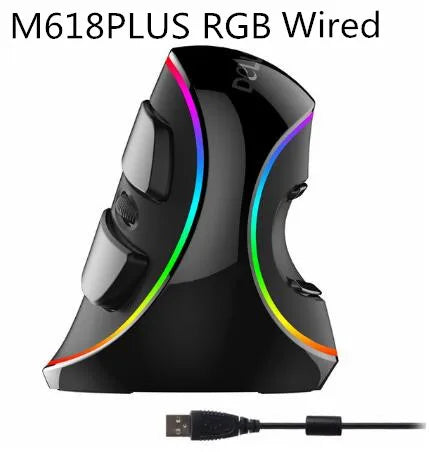 Delux 🖱️ M618 PLUS Mouse Vertical Gaming | Ergonómico Alámbrico Inalámbrico 6 Botones 4000 DPI Óptico Mano Derecha Para PC y Laptop