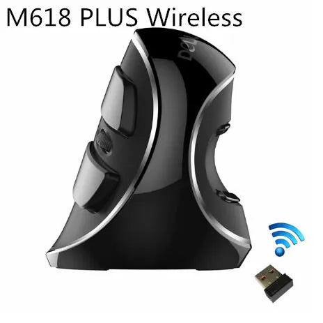 Delux 🖱️ M618 PLUS Mouse Vertical Gaming | Ergonómico Alámbrico Inalámbrico 6 Botones 4000 DPI Óptico Mano Derecha Para PC y Laptop