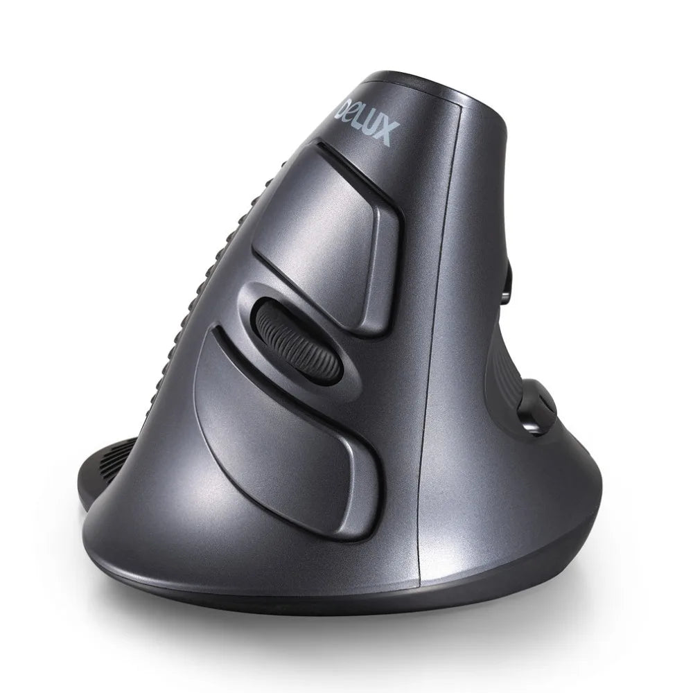 🖱️ Delux Mouse Vertical Ergonómico M618 BU | 6 botones, DPI ajustable 800/1200/1600, mano derecha, con almohadilla para muñeca, para PC y laptop