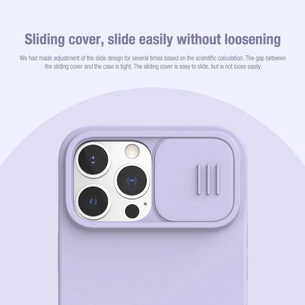 📱 Funda iPhone 15 / 13 Pro | CamShield Silky Silicone con Cámara Deslizante | Nillkin