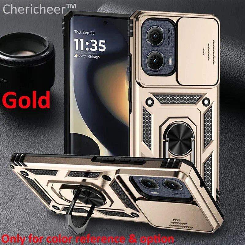 📱 Funda Galaxy S24 FE/Plus/Ultra | Militar Ring con tapa deslizante para cámara