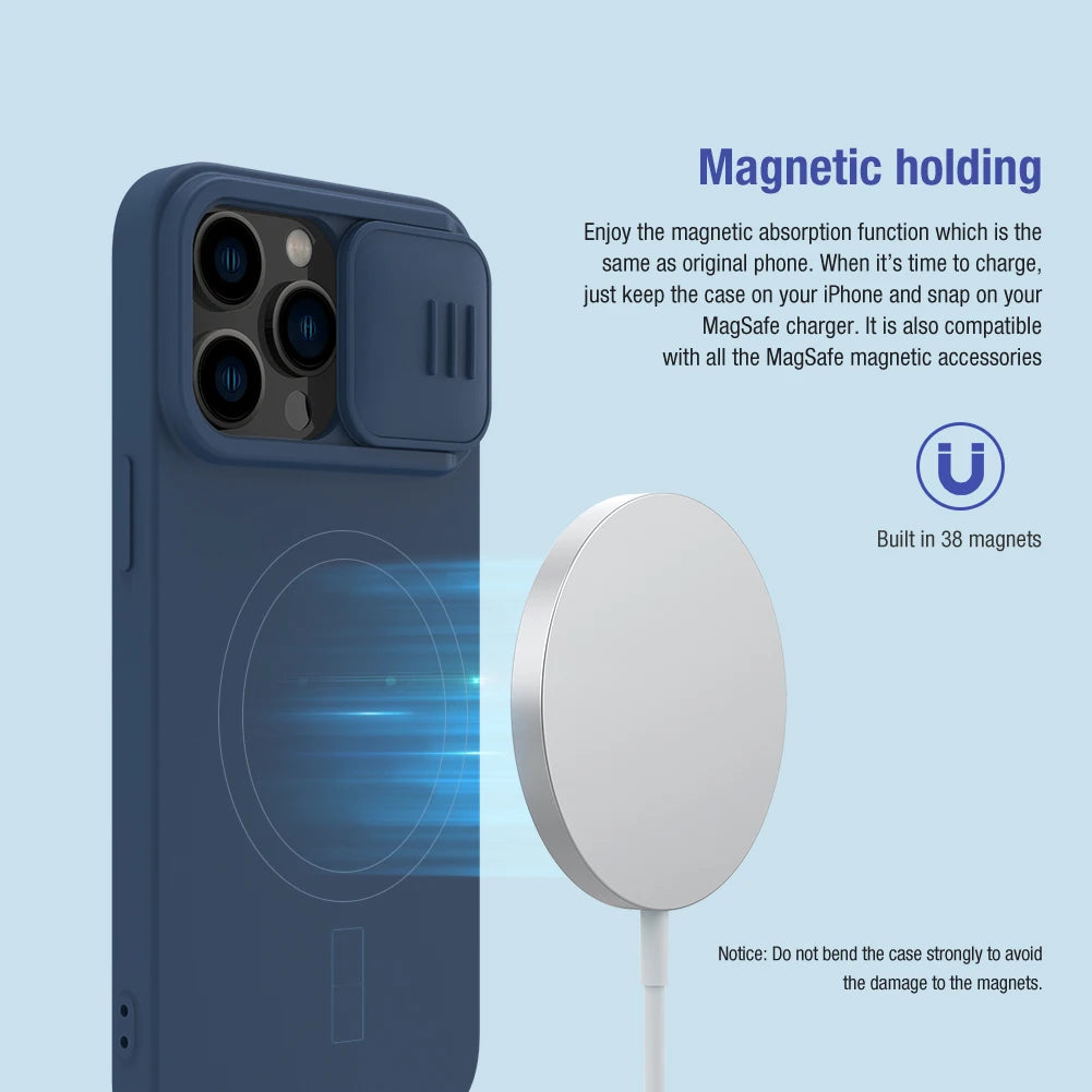 📱 Funda iPhone 14 Pro Max CamShield Silky Liquid Silicone Slide Protección Cámara Nillkin
