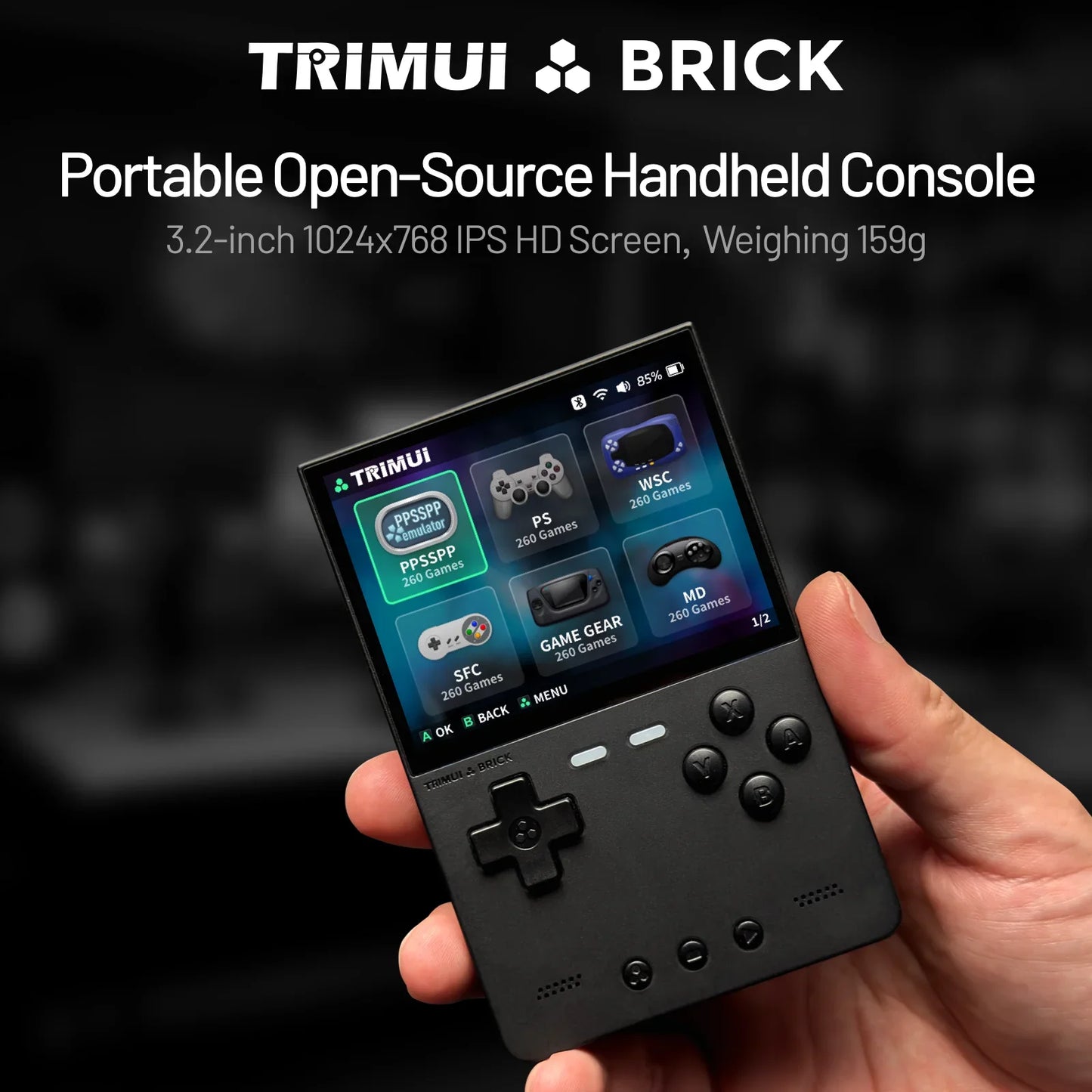 🎮 TRIMUI BRICK Consola Retro Portátil | Pantalla IPS 3.2'' |Linux + Crossmix OS | Panel Metálico