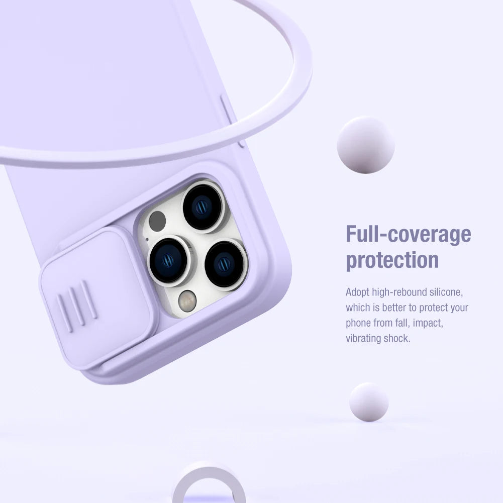 📱 Funda iPhone 14 Pro Max CamShield Silky Liquid Silicone Slide Protección Cámara Nillkin