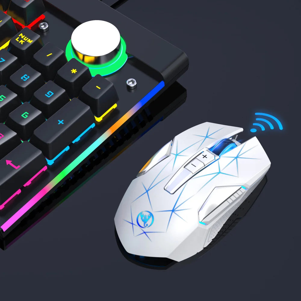 🖱️HXSJ Mouse Gamer Inalámbrico T300 2.4G | Batería Recargable 600mAh RGB Colorido Óptico 7D Para PC y Laptop