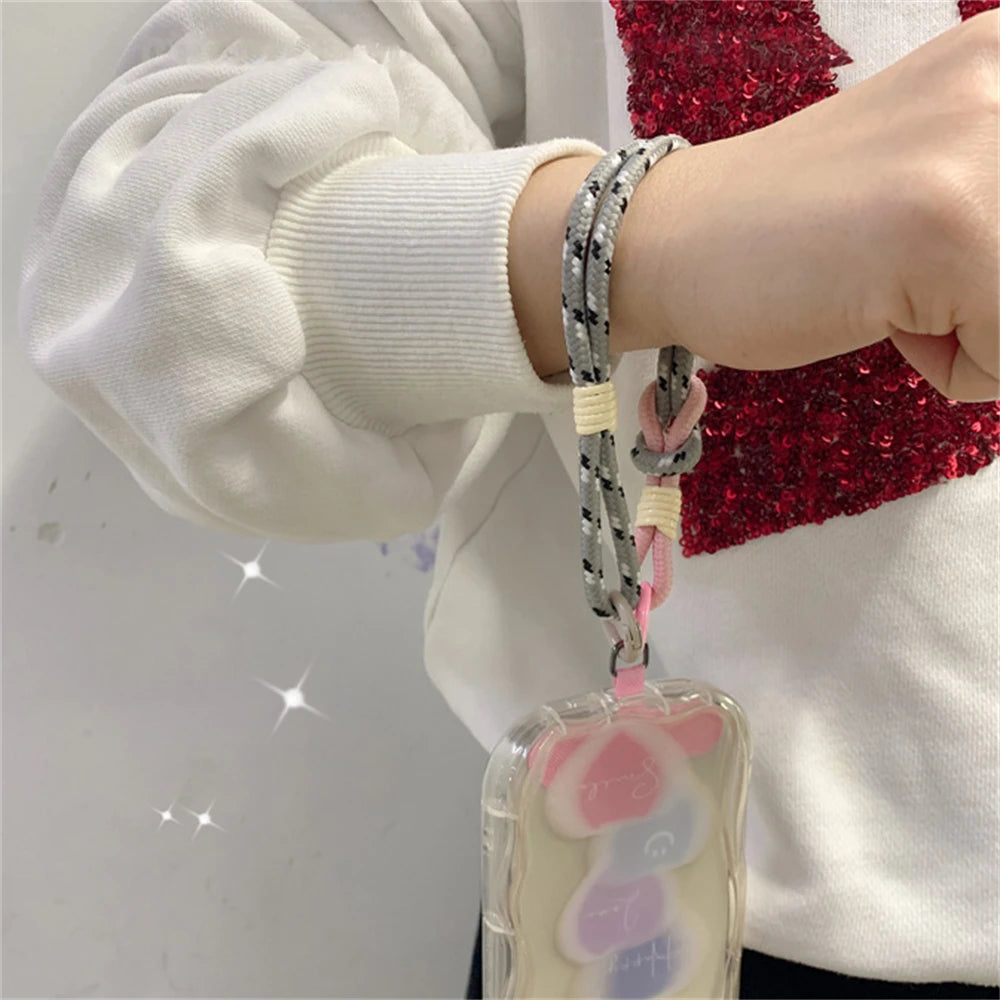 🎀 Lanyard de nailon elegante – Correa sencilla y colorida para celular con tarjeta y pulsera