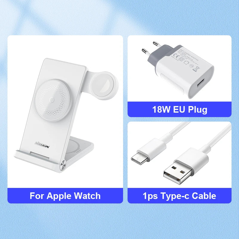 📱 Cargador Magsafe 3 en 1 | Soporte Inalámbrico para iPhone, AirPods y Apple Watch | Nillkin