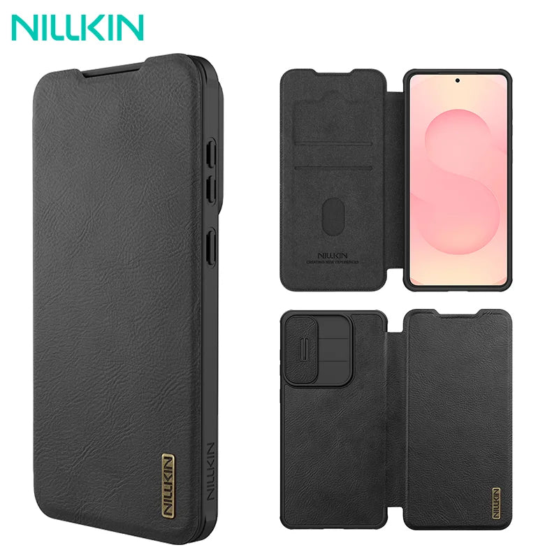 📱 Funda Galaxy S25 Edge | Leather Qin Flip con Protección de Cámara | Nillkin