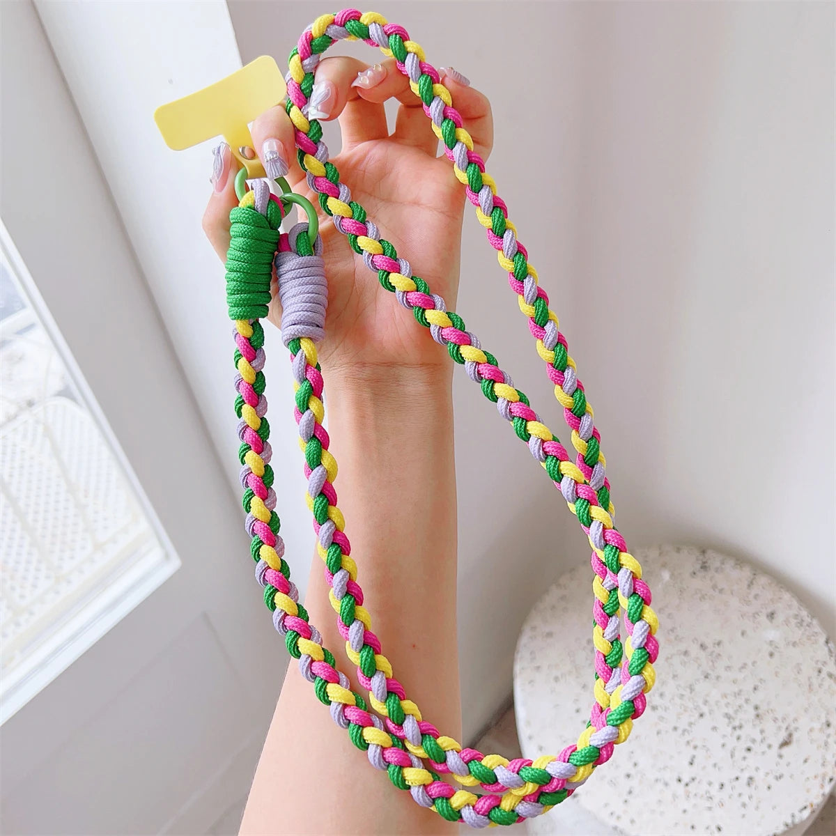 🎀 Lanyard Colorido con Repuesto – Correa cruzada trenzada con llavero y parche extra, ideal para accesorios femeninos