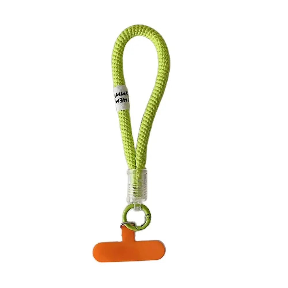 🎀 Lanyard Trenzado Estiloso – Correa con cadena, anillo y parche desmontable para sujetar el celular con glamour