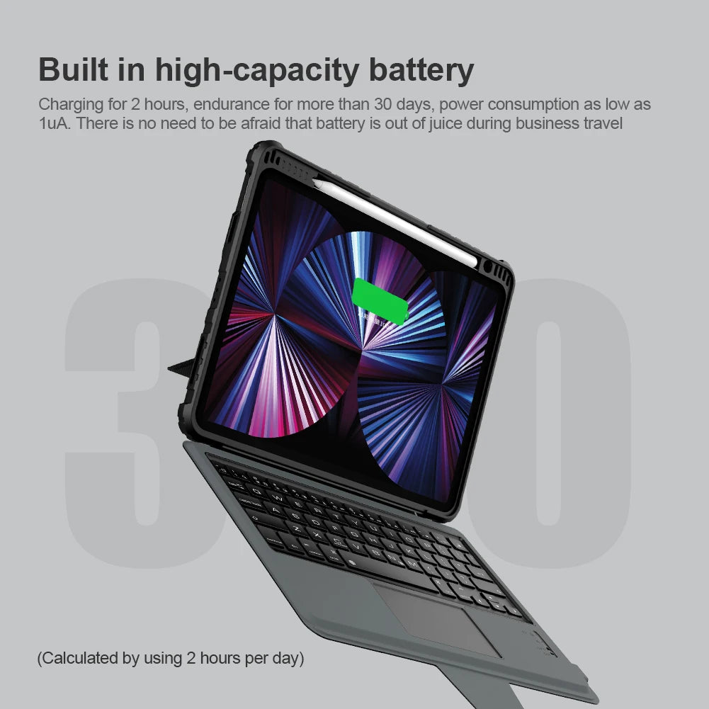 📱 Funda Teclado Bluetooth iPad Air 13 / 11 M2 2024 / Pro 13 / 11 | Plegable con Porta Lápiz Integrado | Nillkin