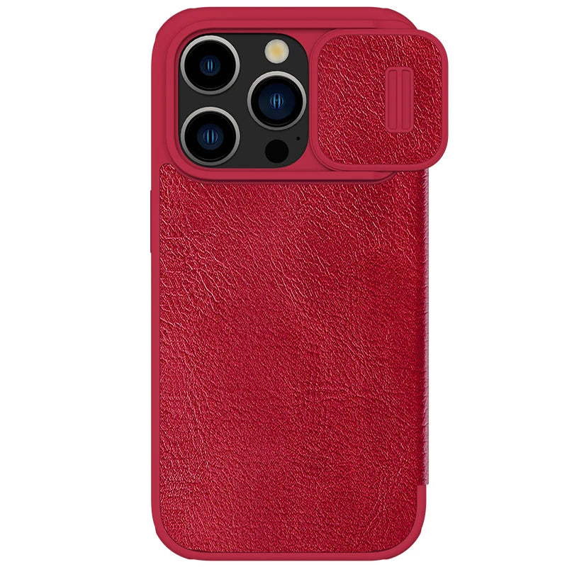 📱 Funda iPhone 15 / 15 Pro | Qin Cuero con Bolsillo y Protección de Lente | Nillkin