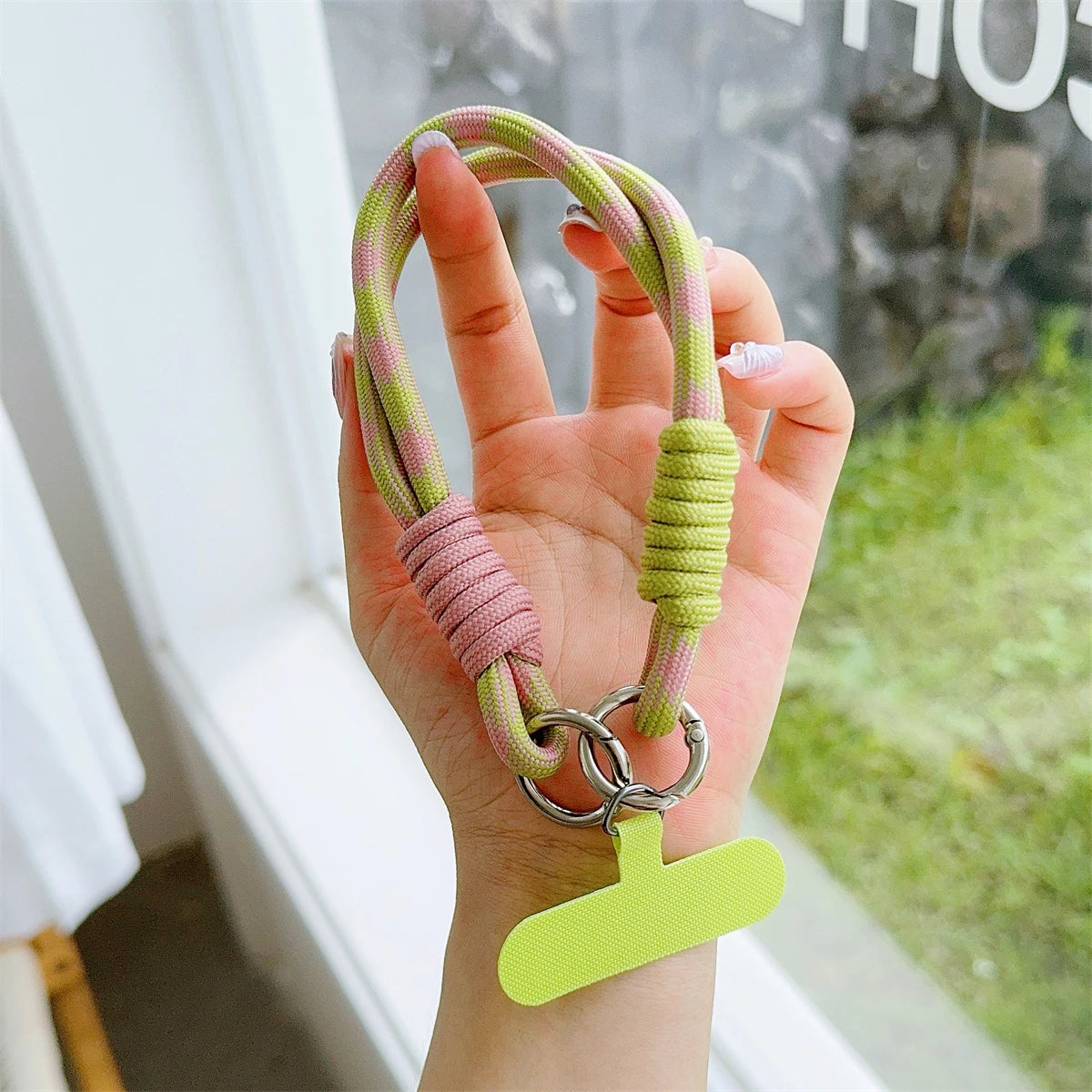 🎀 Lanyard con diseño en cuadrícula – Cuerda trenzada fuerte para muñeca, decoración anticaída