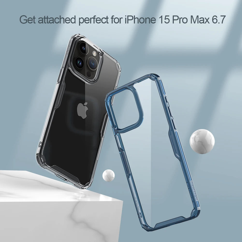 📱 Funda iPhone 15 Pro Max Nature TPU Pro Shockproof Full Lens Protection Transparente Nillkin