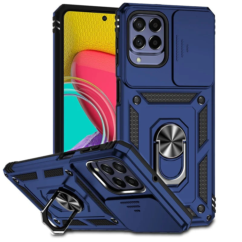 📱 Funda Galaxy M34 5G | Bumper híbrido con anillo y tapa de cámara