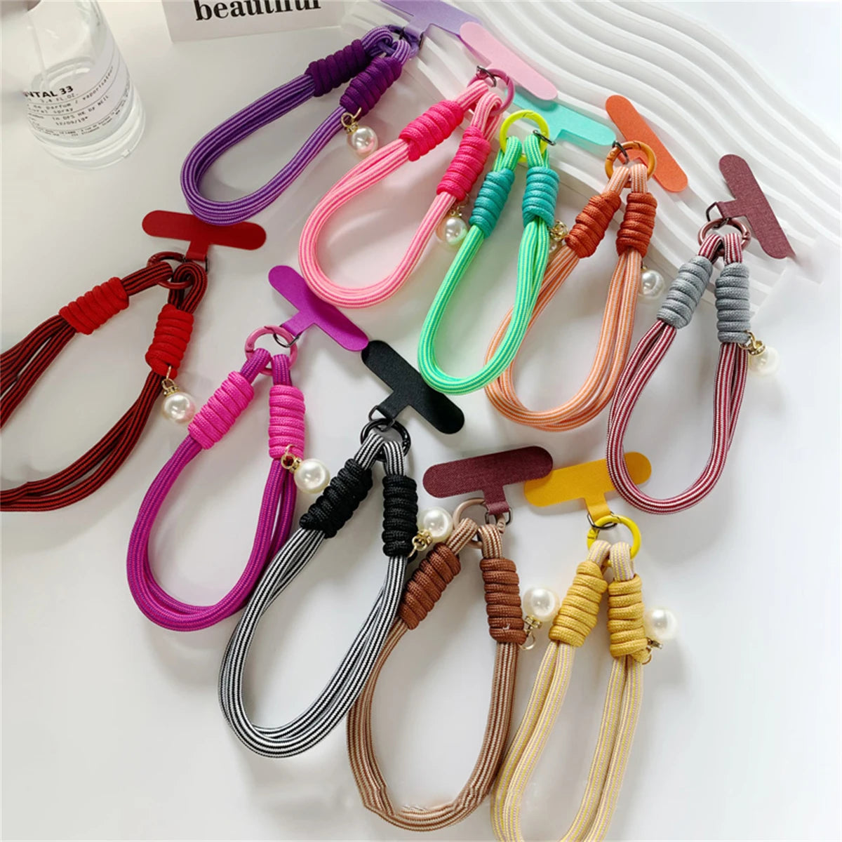 š Lanyard con perlas ā Cuerda trenzada para muƱeca, decoración elegante y anticaĆda