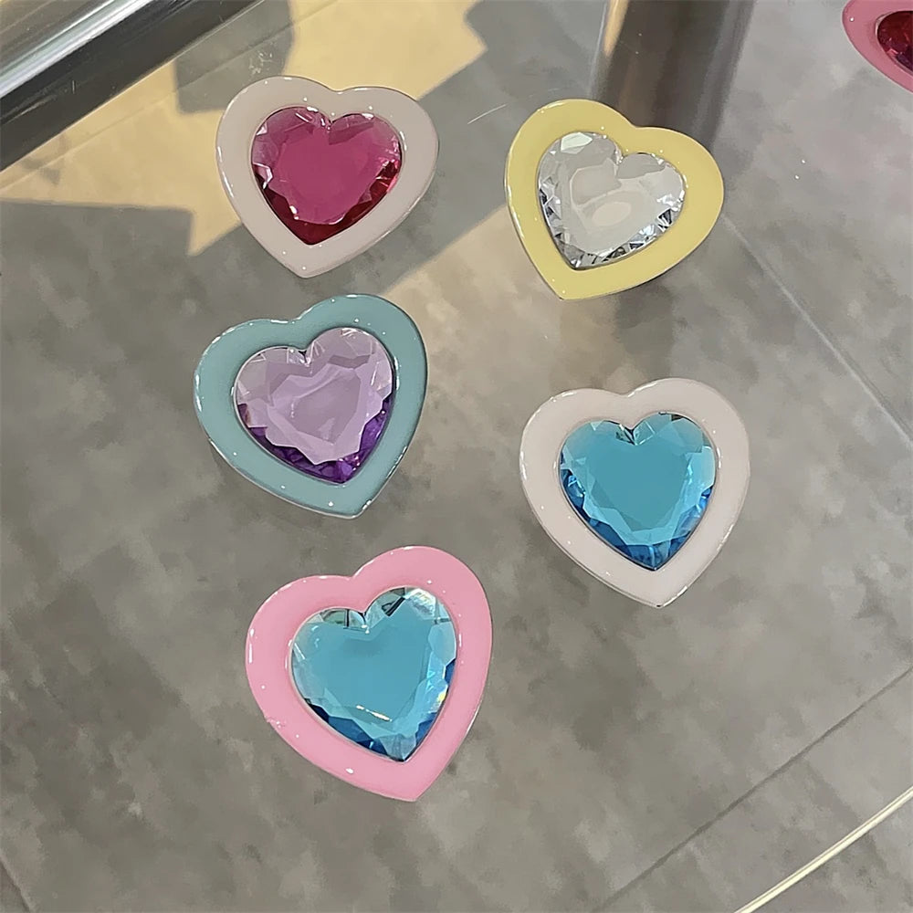 🎀 Soporte de Corazón con Diamantes – Griptok brillante de lujo, soporte para celular estilo romántico y elegante