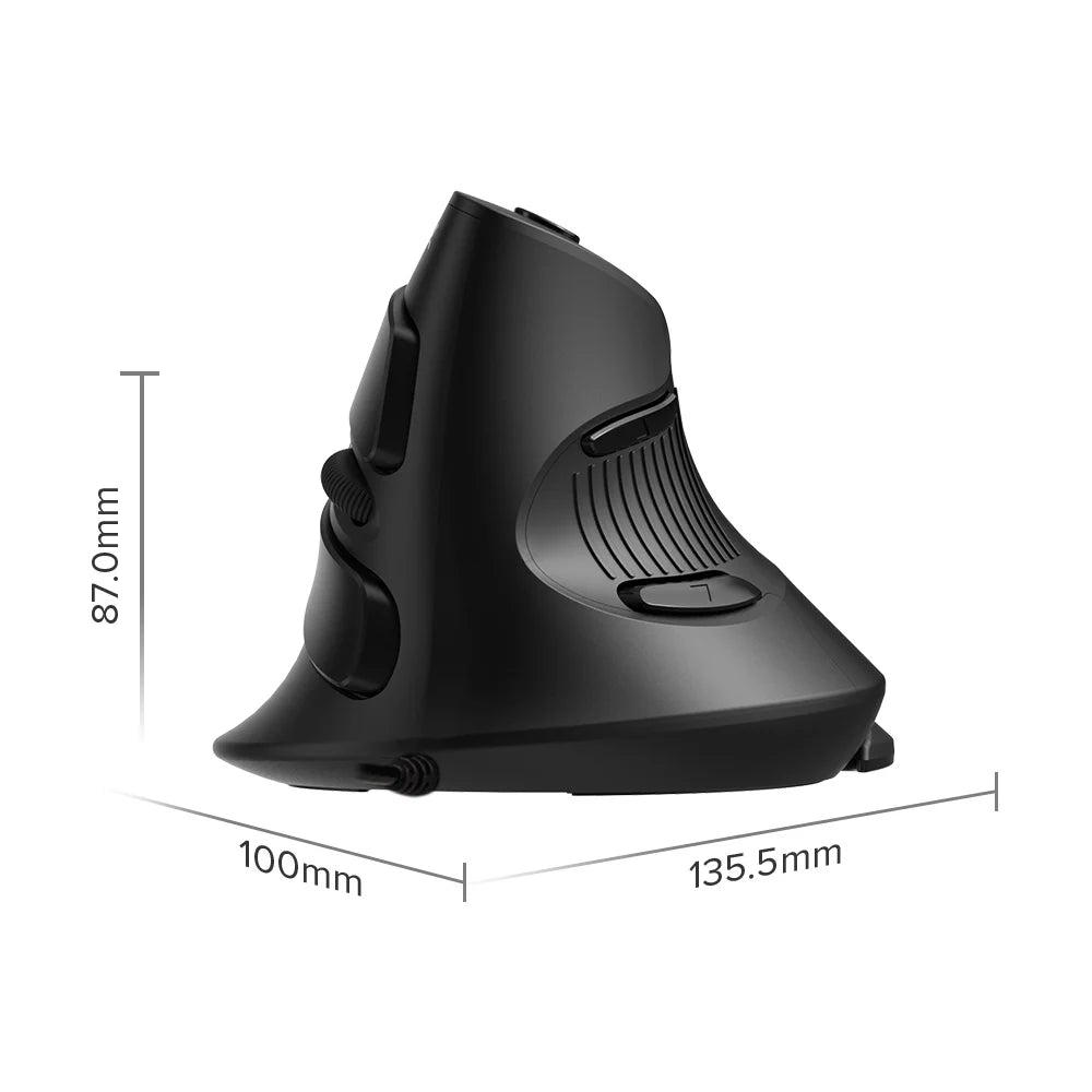 🖱️ Delux Mouse Vertical Ergonómico M618 BU | 6 botones, DPI ajustable 800/1200/1600, mano derecha, con almohadilla para muñeca, para PC y laptop