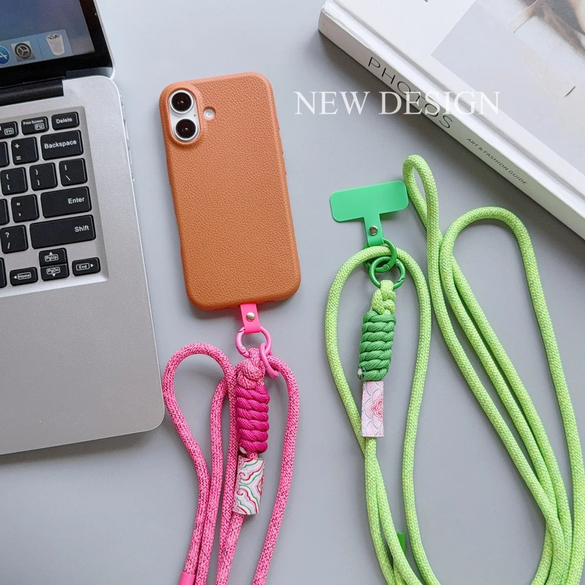 🎀 Lanyard Acrílico Estiloso – Correa cruzada de diseño universal para celular, anti pérdida, con clip y cuerda elegante