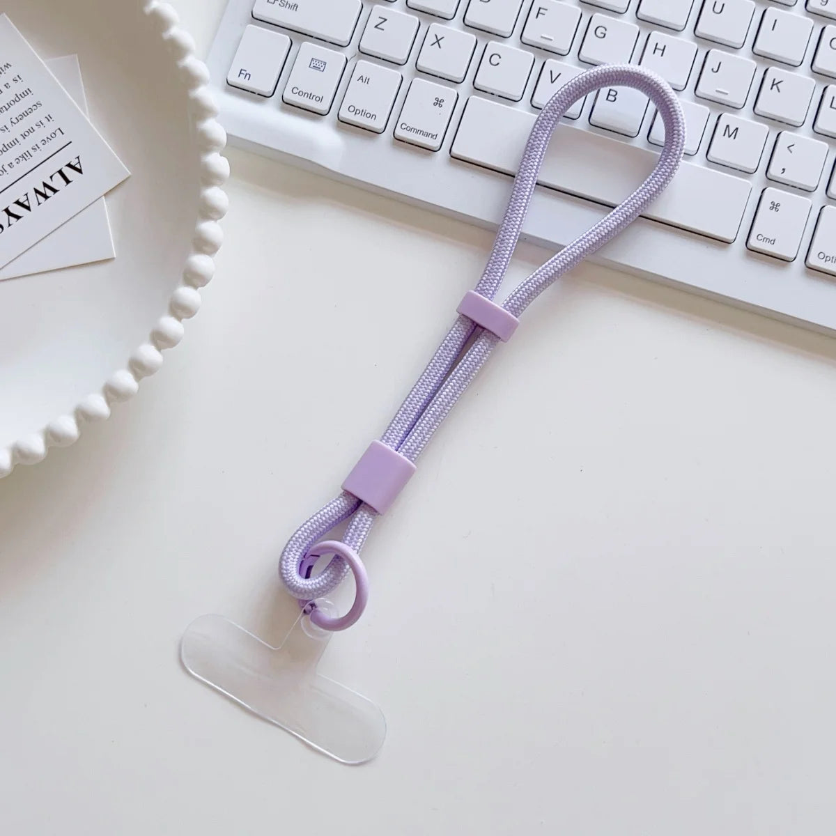 🎀 Lanyard Silicona Pastel – Correa corta y ajustable tipo pulsera, colores dulces, clip universal anti pérdida para celular
