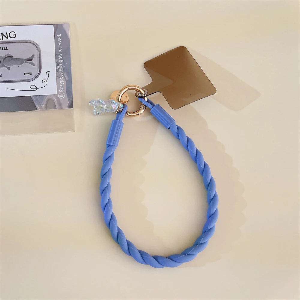 🎀 Lanyard con oso brillante – Correa cruzada larga para celular, diseño cute y deportivo