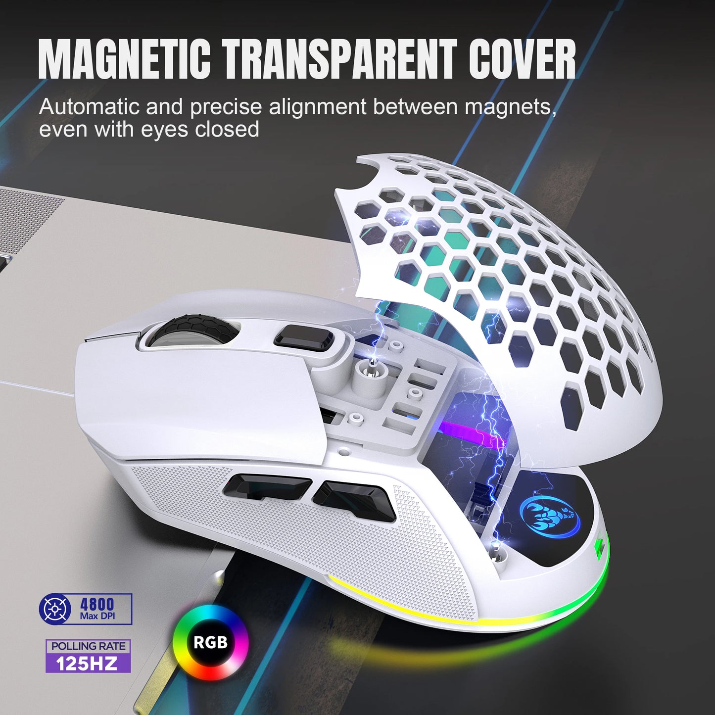 🖱️ Mouse Inalámbrico T28 Dual Modo 🔄 | RGB con Doble Cubierta 🌈 Ultraligero ✨ Batería Recargable 600mAh 🔋 Ideal para Gaming 🎮