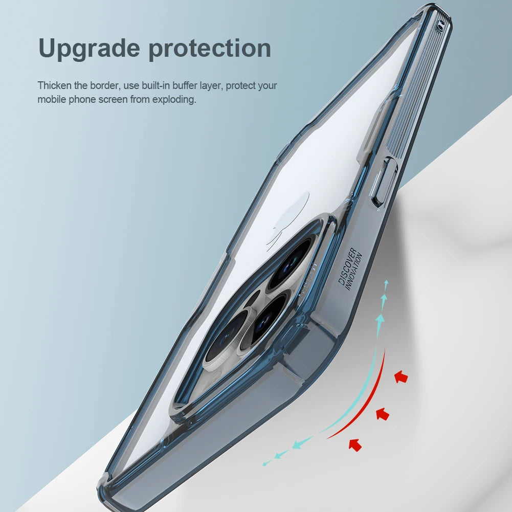 📱 Funda iPhone 15 Pro Max Nature TPU Pro Shockproof Full Lens Protection Transparente Nillkin