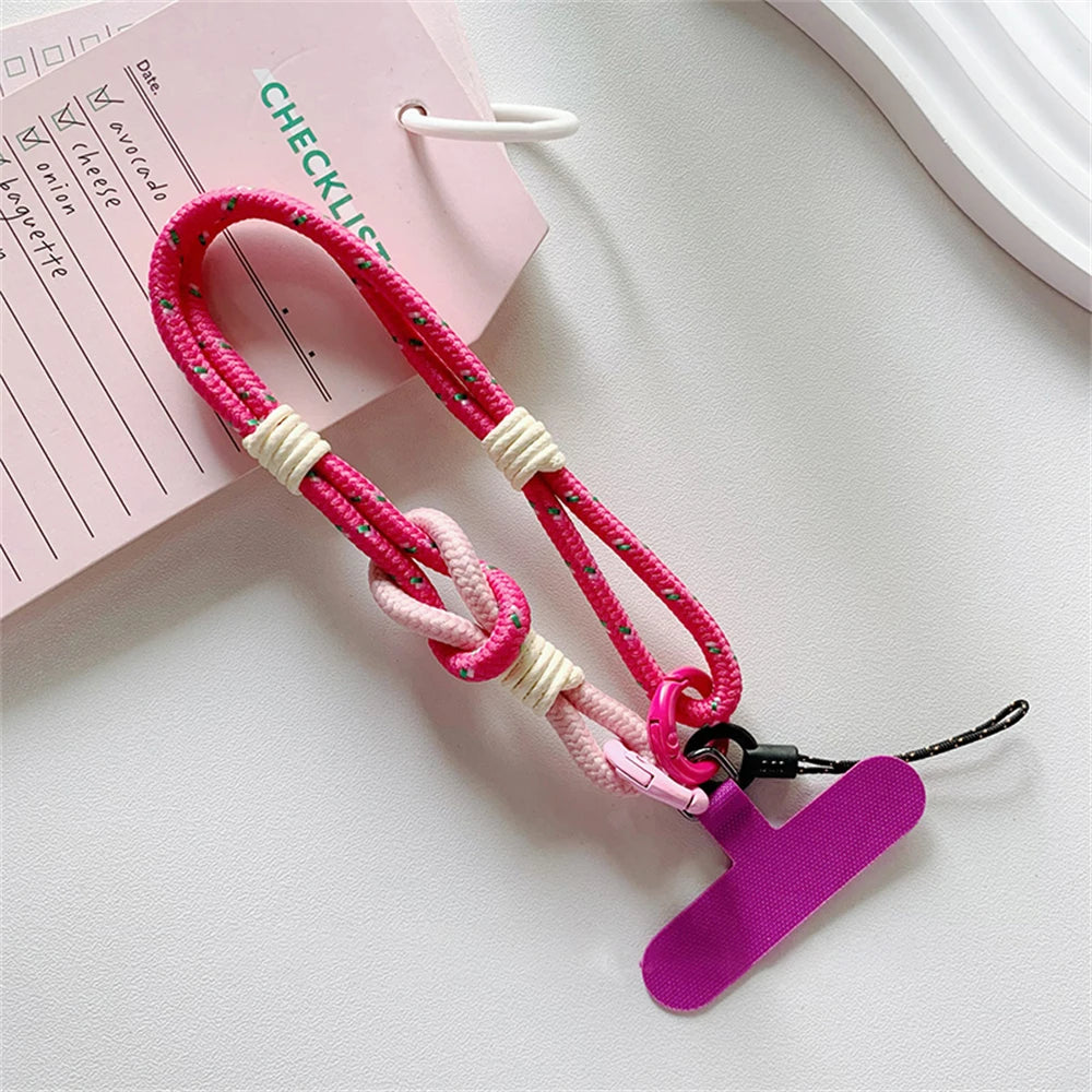 🎀 Lanyard de nailon elegante – Correa sencilla y colorida para celular con tarjeta y pulsera