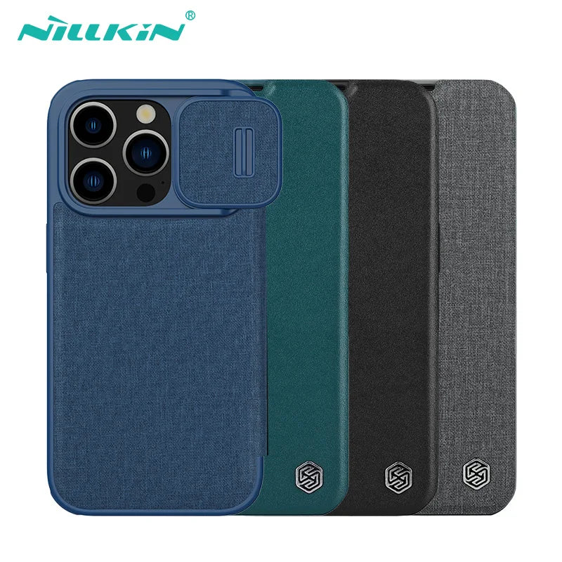 📱 Funda iPhone 15 Pro Max | Qin Pro Cuero con Ranura para Tarjetas y Cámara Deslizante | Nillkin