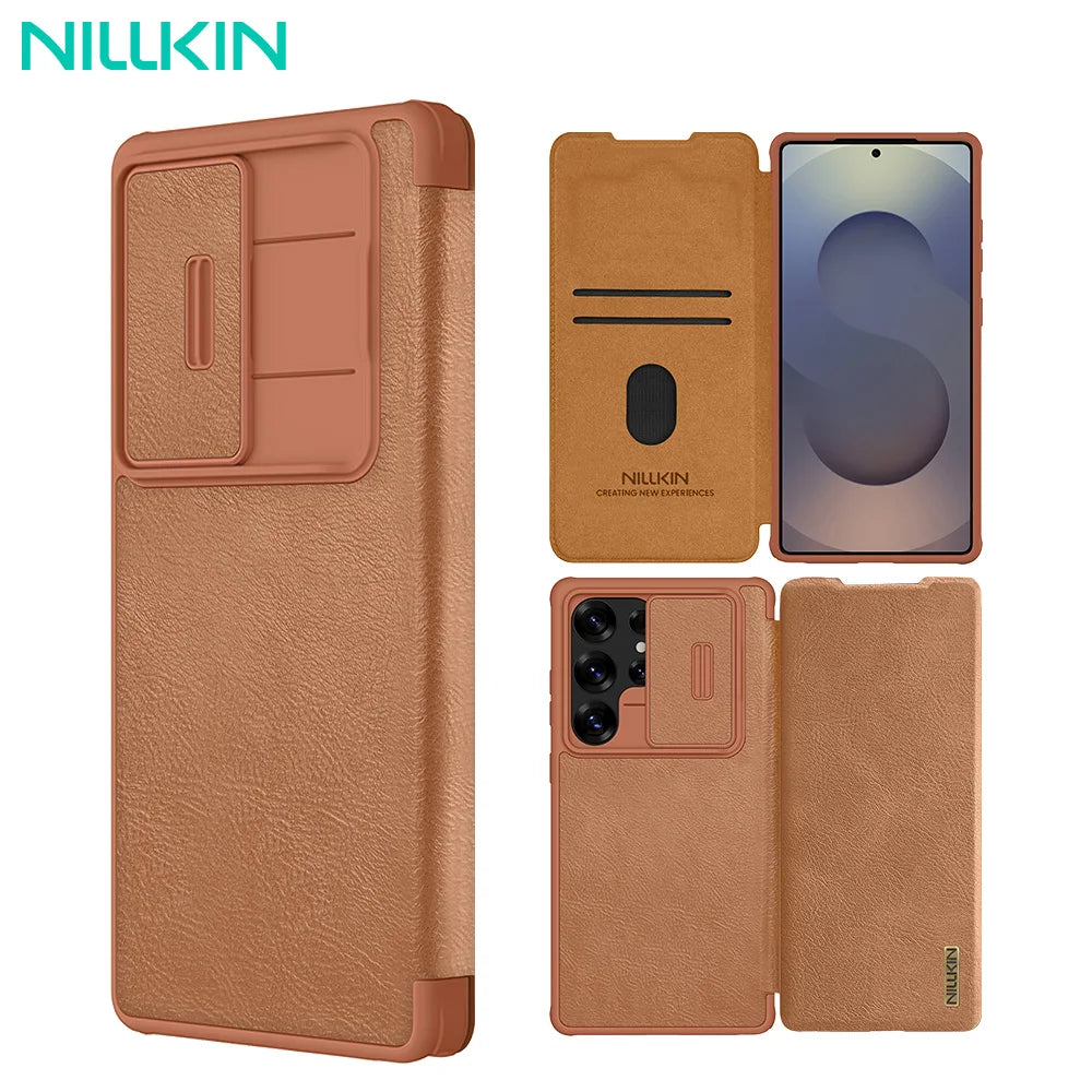 📱 Funda Galaxy S25 / S25 Plus | Qin Leather Flip con Cámara Deslizante | Nillkin