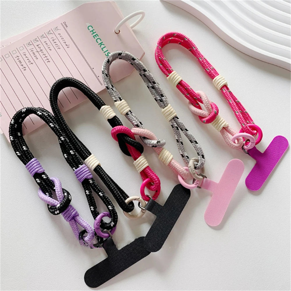 🎀 Lanyard de nailon elegante – Correa sencilla y colorida para celular con tarjeta y pulsera
