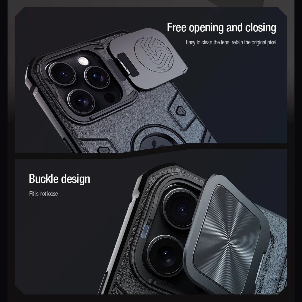 📱 Funda iPhone 16 Pro Max | Armor Prop Magsafe Antichoque con Soporte de Lente | Nillkin