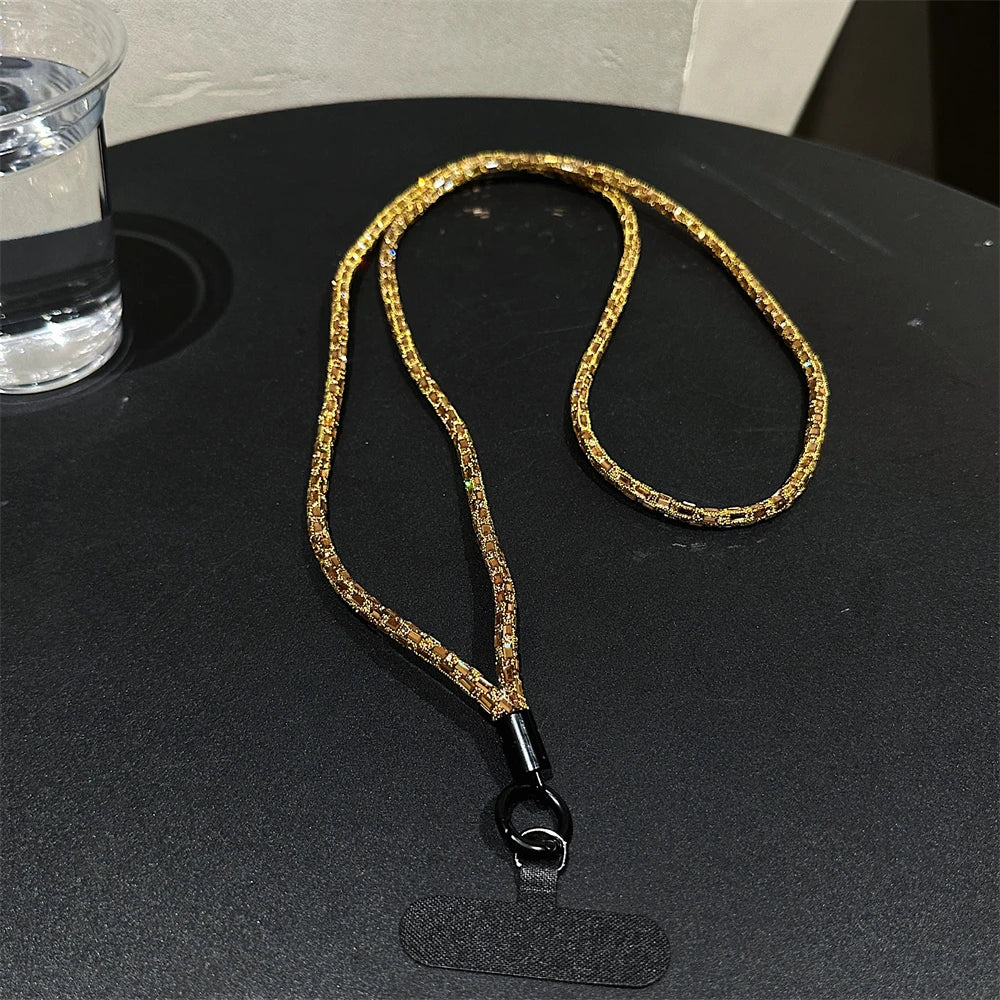 🎀 Lanyard de lujo con diamantes – Correa cruzada brillante para celular, pulsera y charm