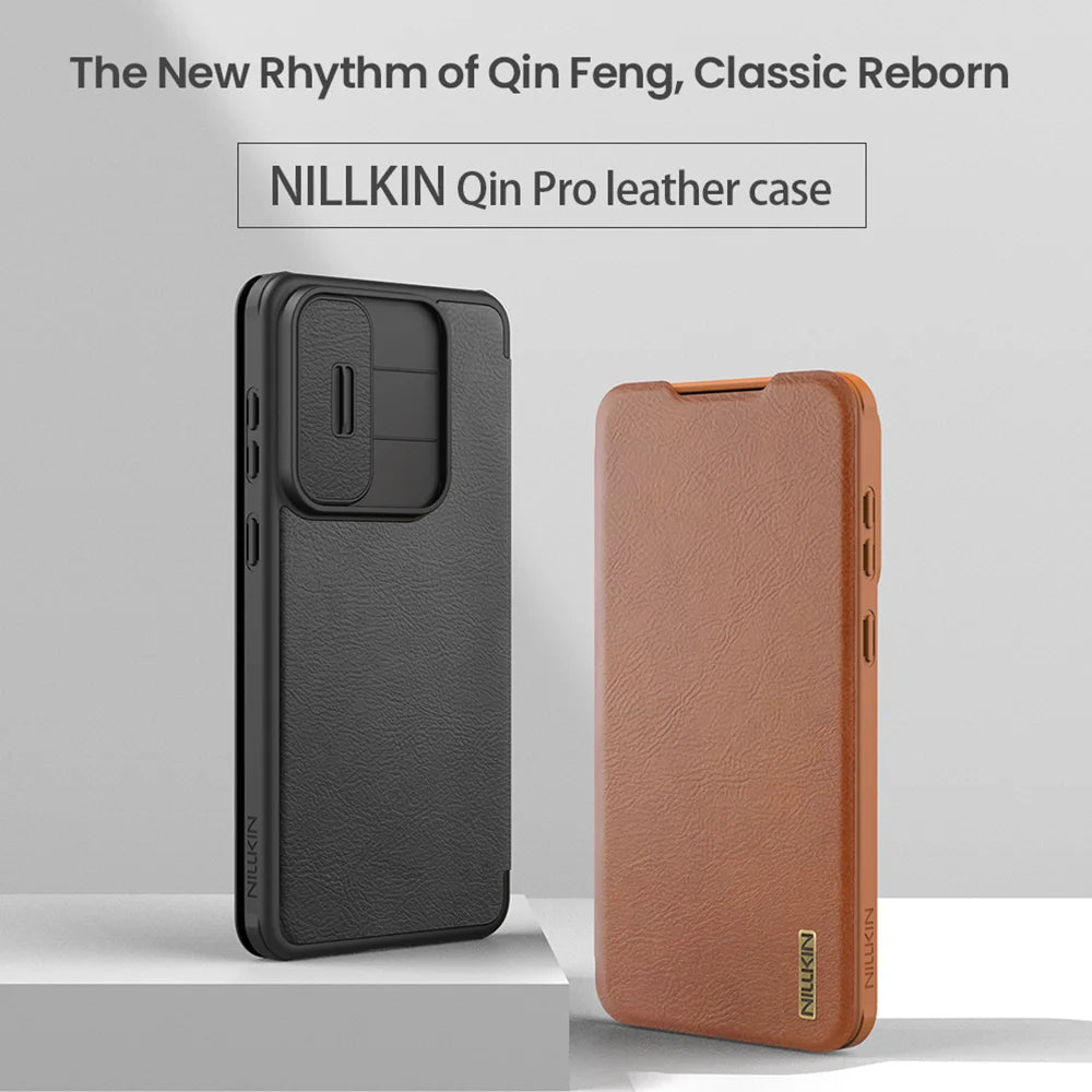 📱 Funda Galaxy S25 Edge | Leather Qin Flip con Protección de Cámara | Nillkin