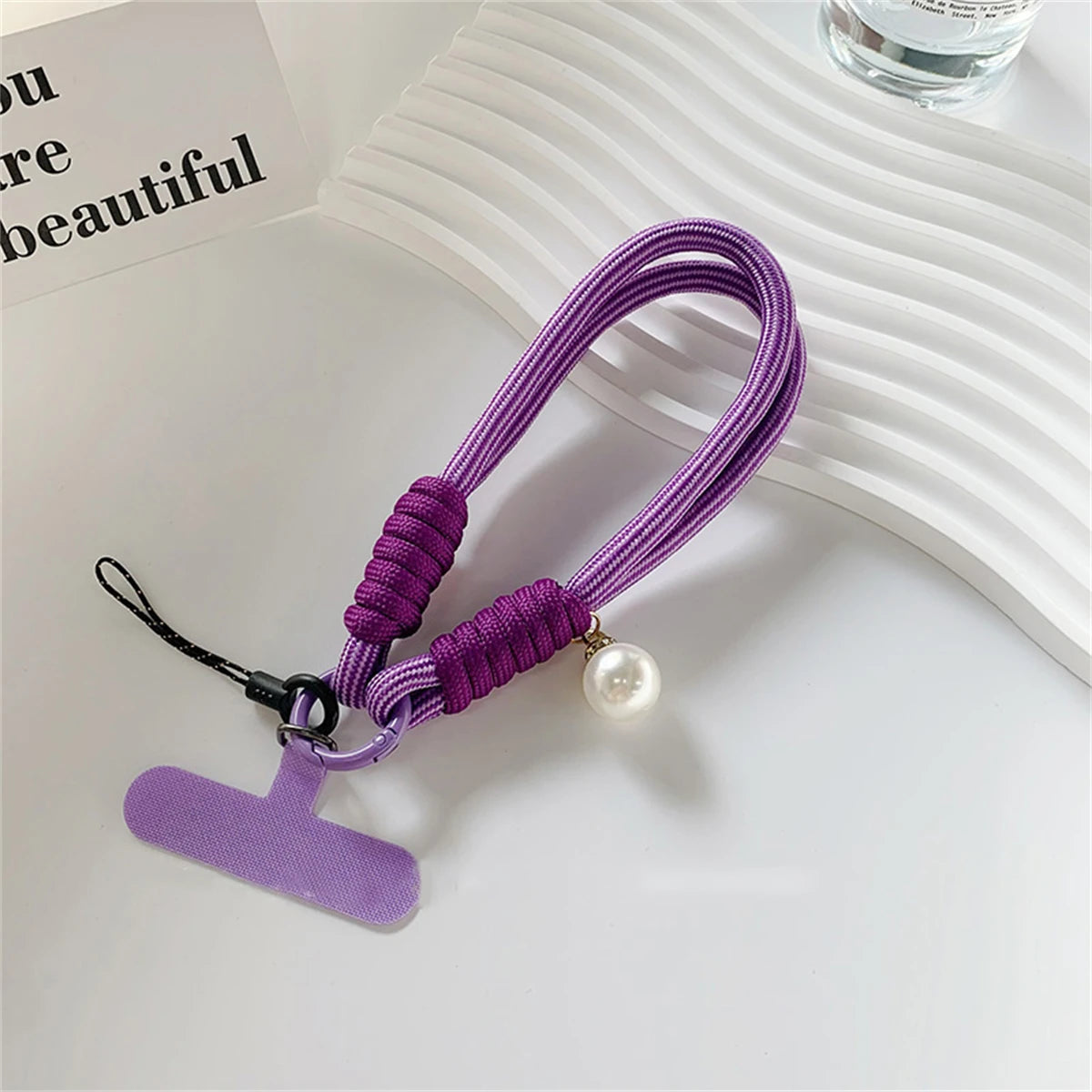 š Lanyard con perlas ā Cuerda trenzada para muƱeca, decoración elegante y anticaĆda