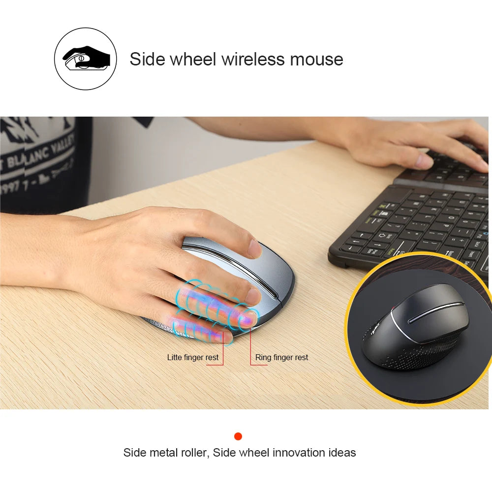 🖱️ HXSJ T32 Mouse vertical inalámbrico 2.4G, 250HZ, 6D ergonómico, 4800DPI ajustable, compacto para escritorio y laptop