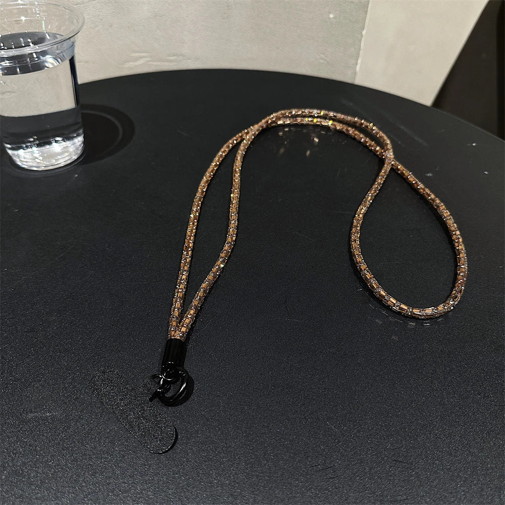 🎀 Lanyard de lujo con diamantes – Correa cruzada brillante para celular, pulsera y charm