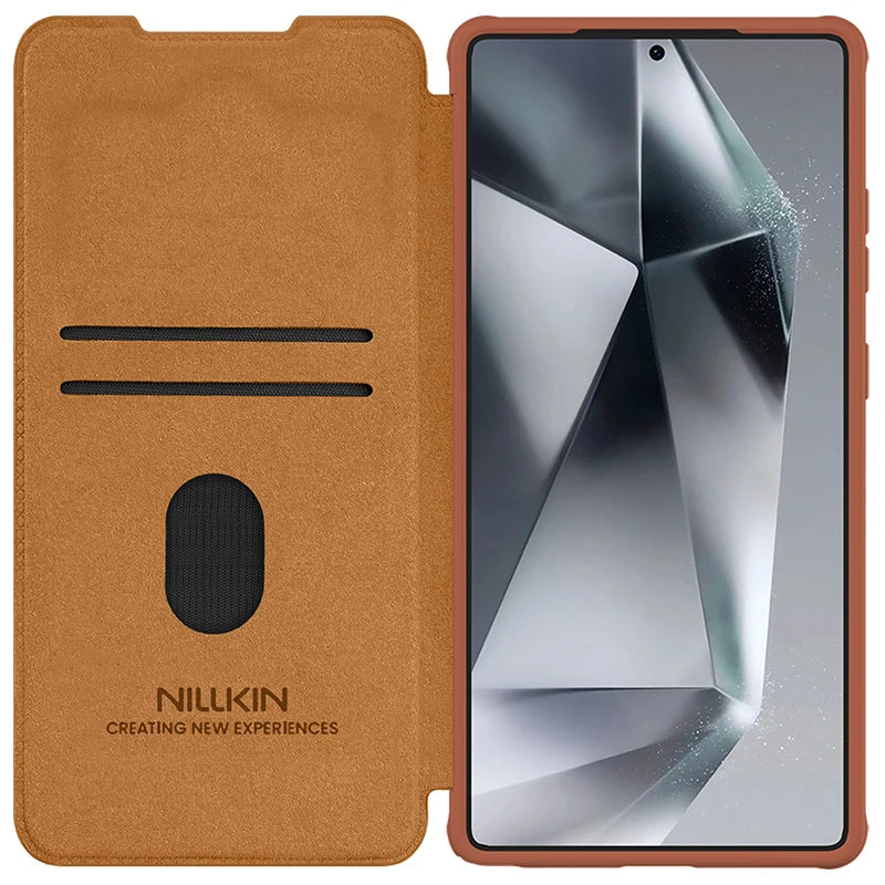 📱 Funda Galaxy S25 / S25 Plus | Qin Leather Flip con Cámara Deslizante | Nillkin