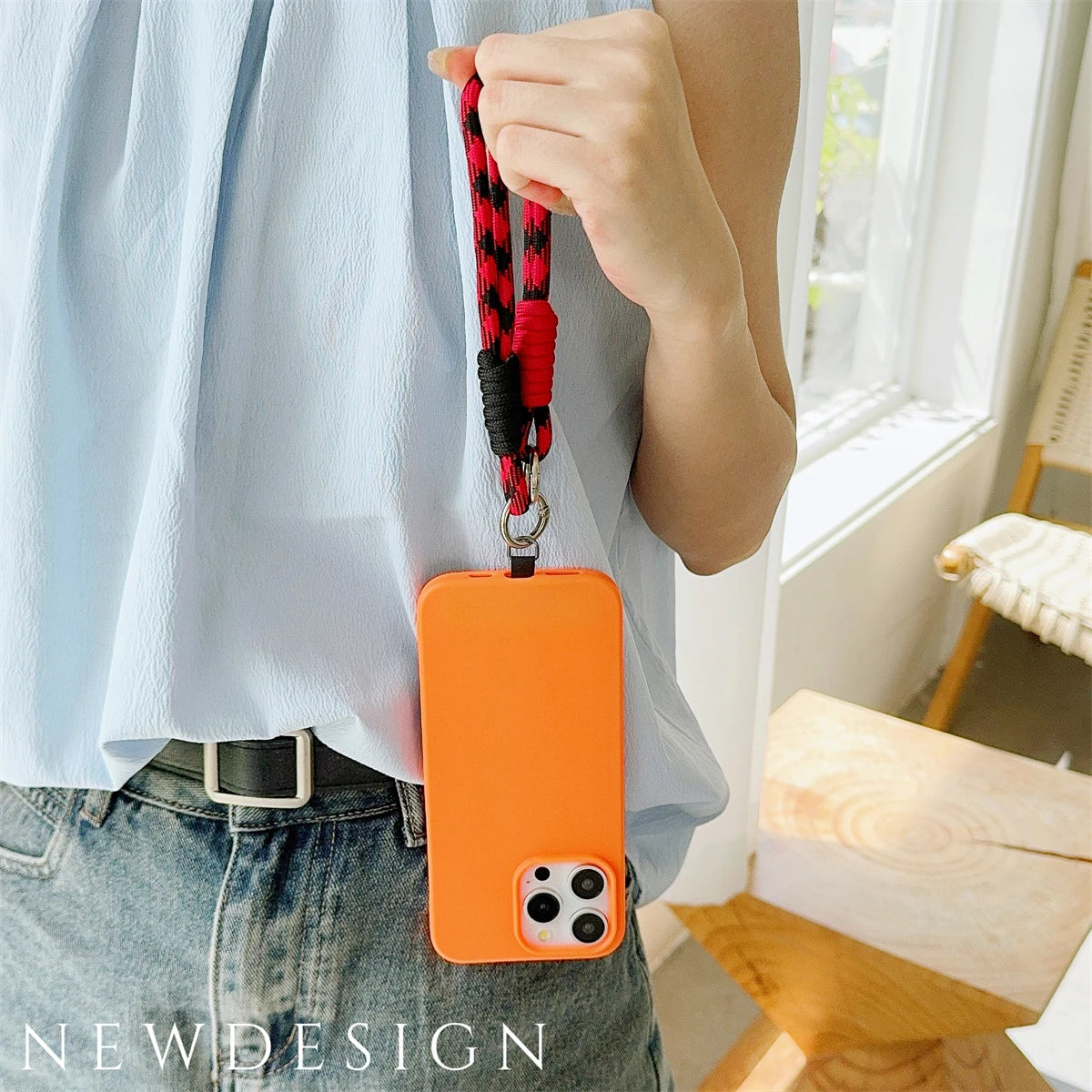 🎀 Lanyard con diseño en cuadrícula – Cuerda trenzada fuerte para muñeca, decoración anticaída