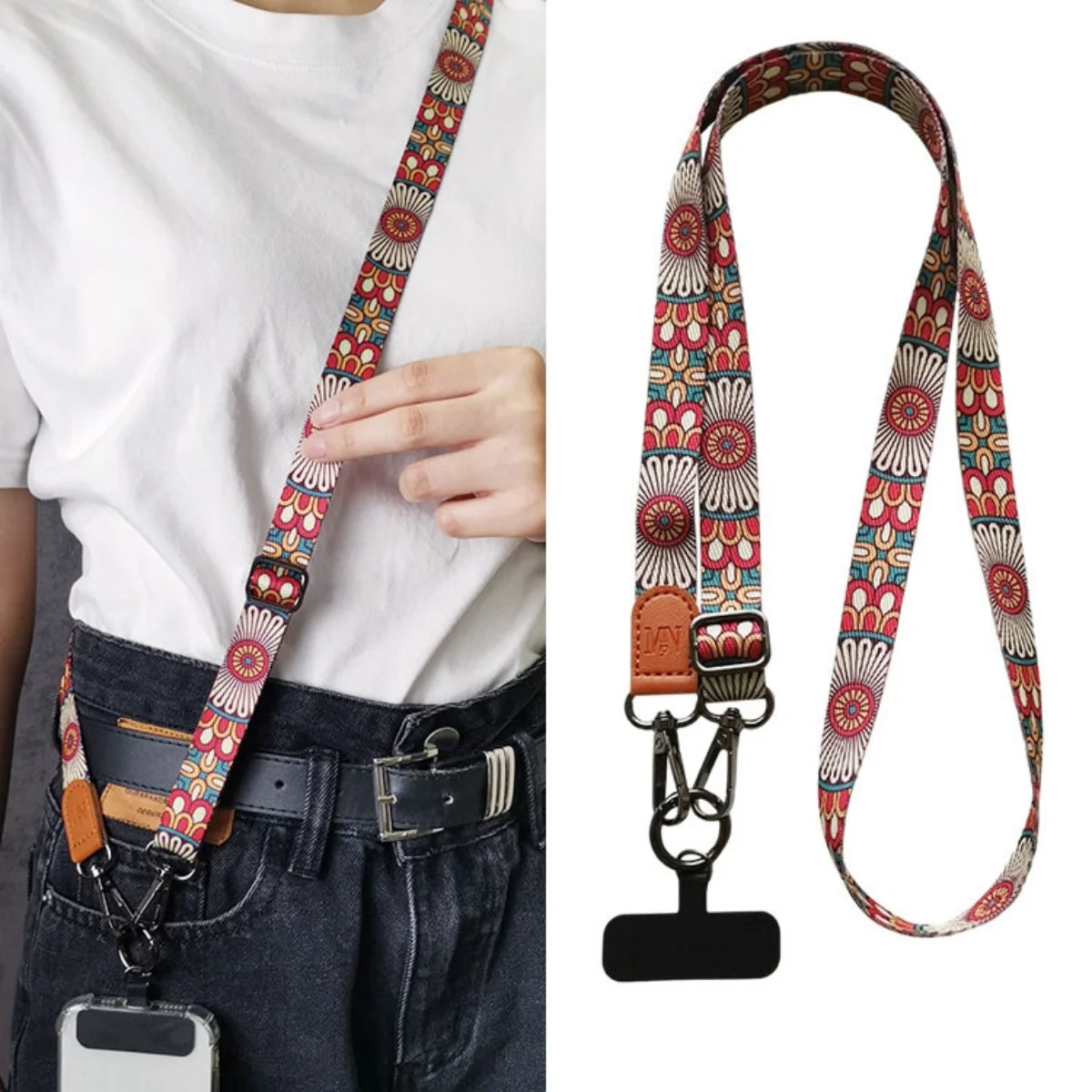 🎀 Lanyard Retro Totem – Cinta para el cuello con diseño tribal, ideal para llaves, USB, celular o gafete, regalo especial