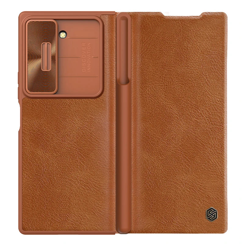 📱 Funda Galaxy Z Fold 6 5G | Cuero de Lujo con Cámara Deslizante y S-Pen | Nillkin
