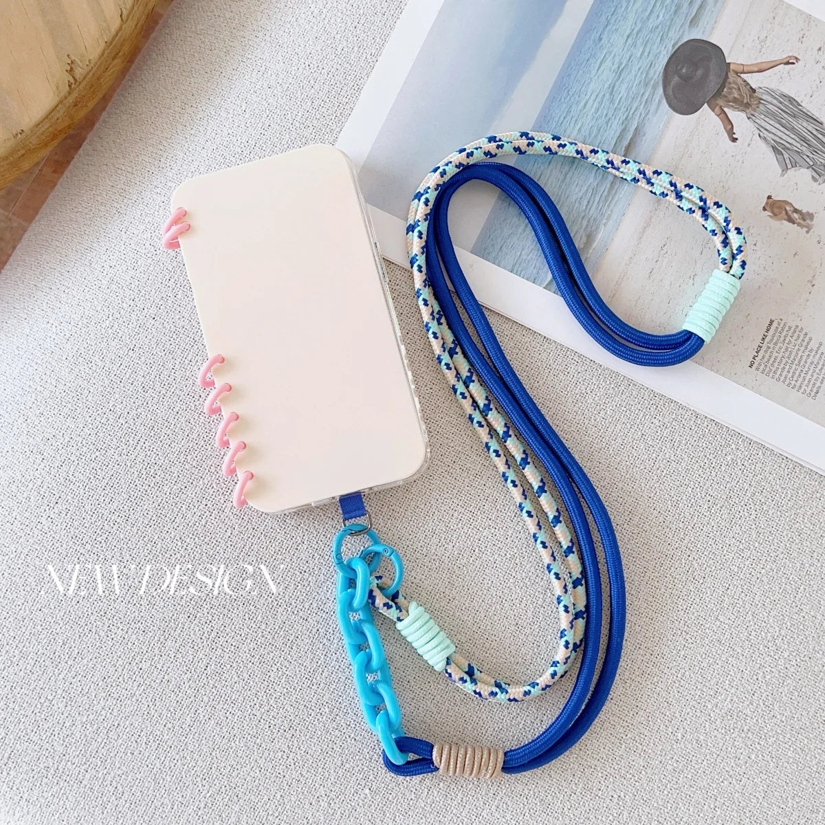 🎀 Lanyard Coreano de Moda – Correa cruzada de estilo moderno, con diseño tipo patchwork, ideal para uso diario y exterior