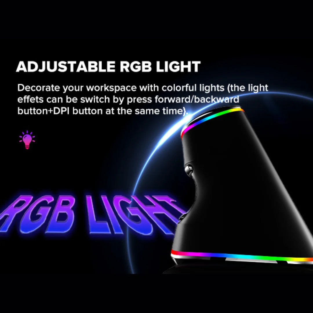 Delux 🖱️ M618PLUS A825 | Mouse Vertical Ergonómico Alámbrico 12800 DPI 1000Hz RGB Reposamuñecas Removible Para Síndrome Túnel Carpian