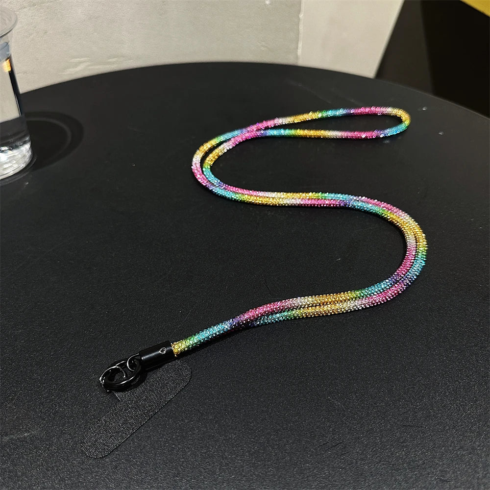 🎀 Lanyard de lujo con diamantes – Correa cruzada brillante para celular, pulsera y charm