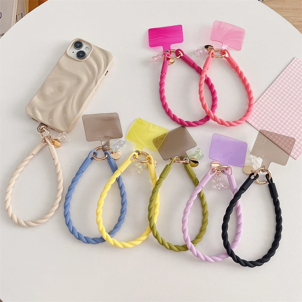 🎀 Lanyard con oso brillante – Correa cruzada larga para celular, diseño cute y deportivo